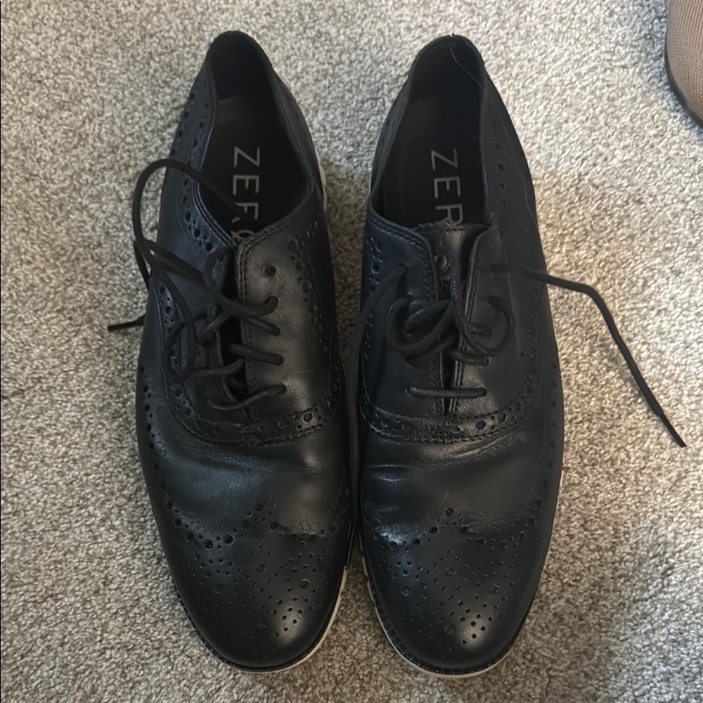 Cole Haan Black Leather Wingtip Derby